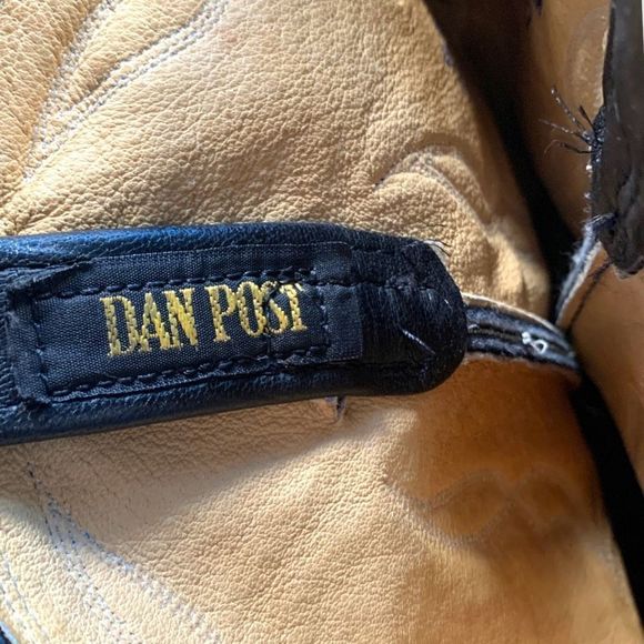 Vintage Dan Post Cowboy Boots Black Leather Unisex White Stitching Western 9 main image 8